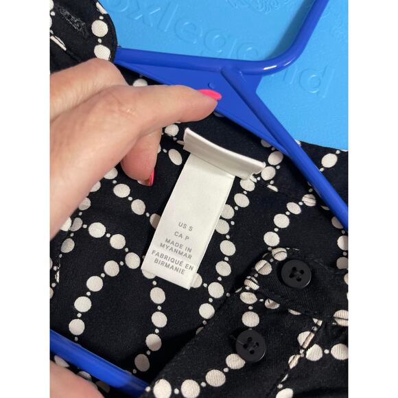 H&M top dress tunic women's small but oversize black white button up look - Picture 8 of 16